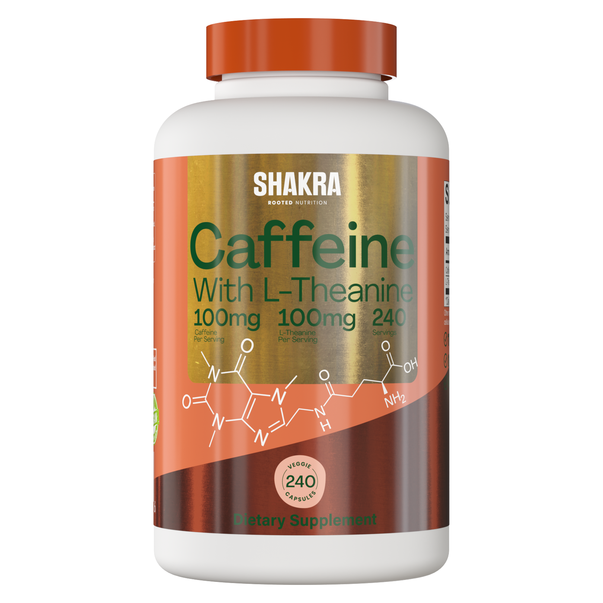 Cafeína 100mg + Teanina 100mg 240 Capsulas