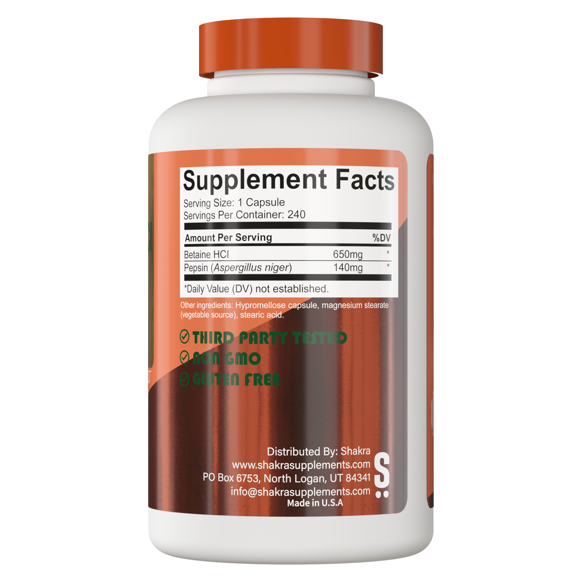 Betaina HCI + Pepsina 790mg 240 Capsulas