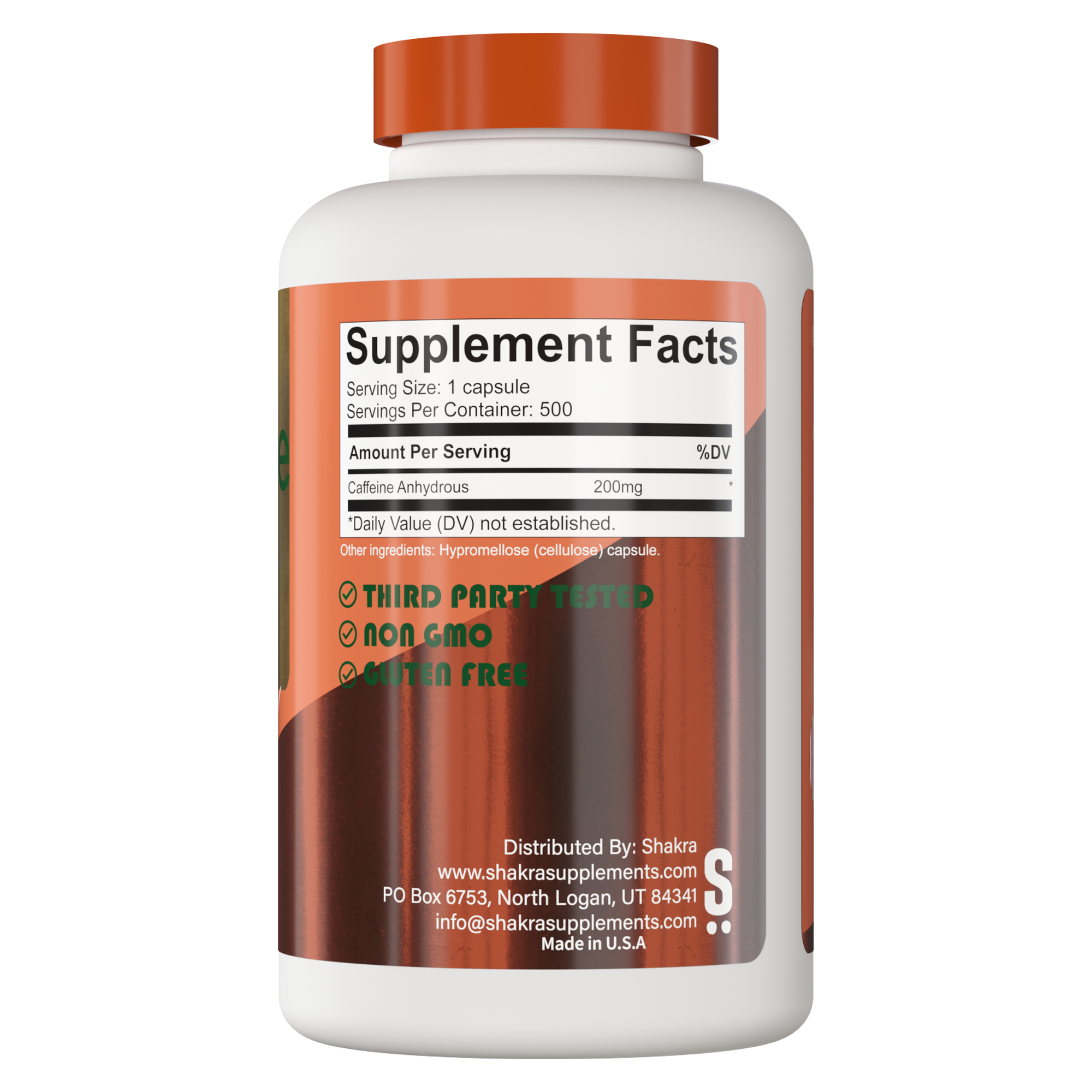 Cafeína 200mg 500 Capsulas